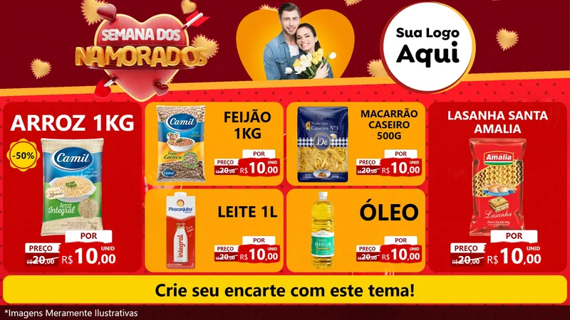 Modelo de TV para TV Horizontal com o tema Semana dos Namorados para Supermercado