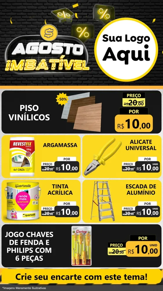 Modelo de TV para TV Vertical com o tema Agosto Imbatível para Material para Construção