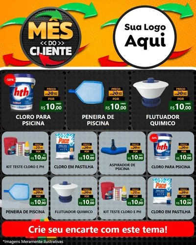Modelo de Rede Social para Feed Instagram com o tema Mês do Cliente para Produtos para Piscina