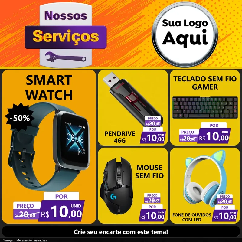 Modelo de Rede Social para Feed Facebook com o tema Nossos Serviços para Informática