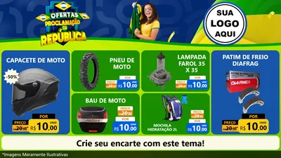 Modelo de TV para TV Horizontal com o tema Ofertas Proclamação da República para Moto peças