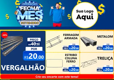 Modelo de Encarte para Encarte A4 Horizontal com o tema Operação Fecha Mês Setembro para Ferragens