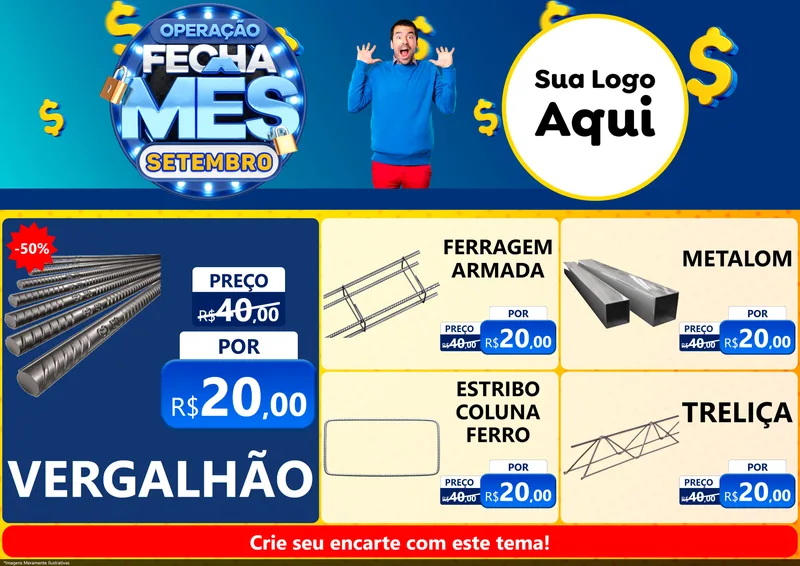 Modelo de Encarte para Encarte A4 Horizontal com o tema Operação Fecha Mês Setembro para Ferragens