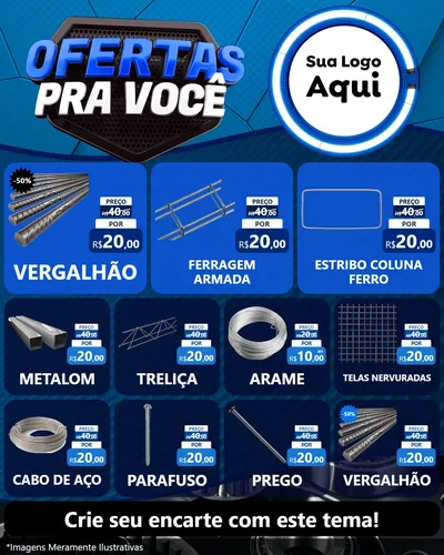 Modelo de Rede Social para Feed Instagram com o tema Ofertas Para Você - Auto e Motopeças para Ferragens