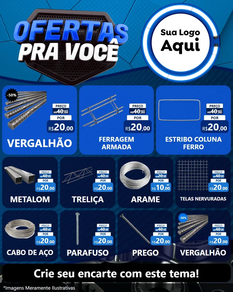 Modelo de Rede Social para Feed Instagram com o tema Ofertas Para Você - Auto e Motopeças para Ferragens