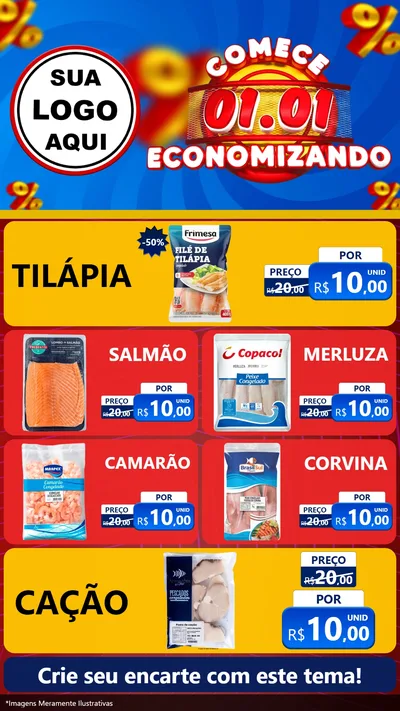 Modelo de TV para TV Vertical com o tema Comece 1º de Janeiro Economizando para Peixaria