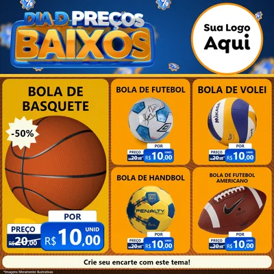 Modelo de Rede Social para Feed Facebook com o tema Dia D Preço Baixo para Artigos Esportivos