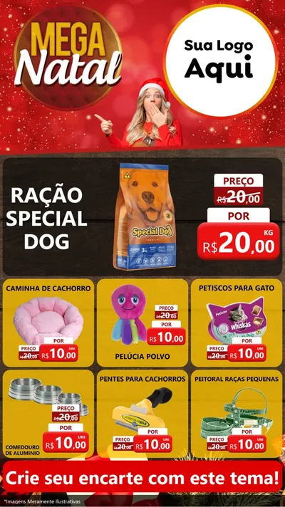 Modelo de Rede Social para Stories com o tema Mega Natal para Pet Shop