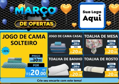 Modelo de Encarte para Encarte A4 Horizontal com o tema Março de Ofertas para Cama, Mesa e Banho