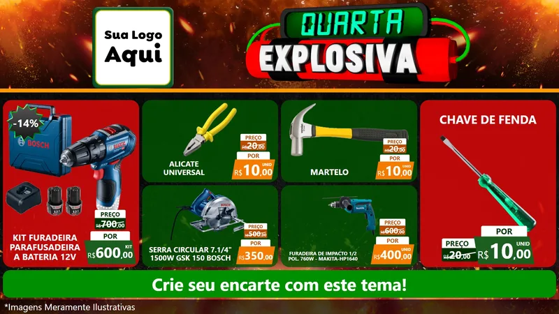 Modelo de TV para TV Horizontal com o tema Quarta Explosiva para Maquinas e Ferramentas