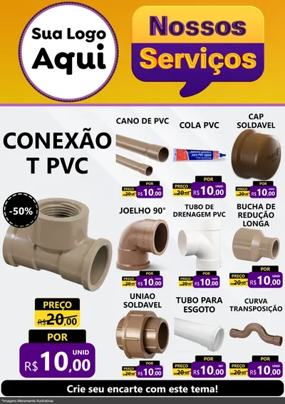 Modelo de Encarte para Encarte A4 Vertical com o tema Nossos Serviços para Tubos e conexões