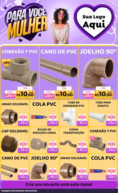 Modelo de Encarte para Encarte Grande com o tema Para Você, Mulher para Tubos e conexões