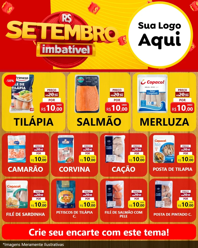Modelo de Rede Social para Feed Instagram com o tema Setembro Imbatível para Peixaria