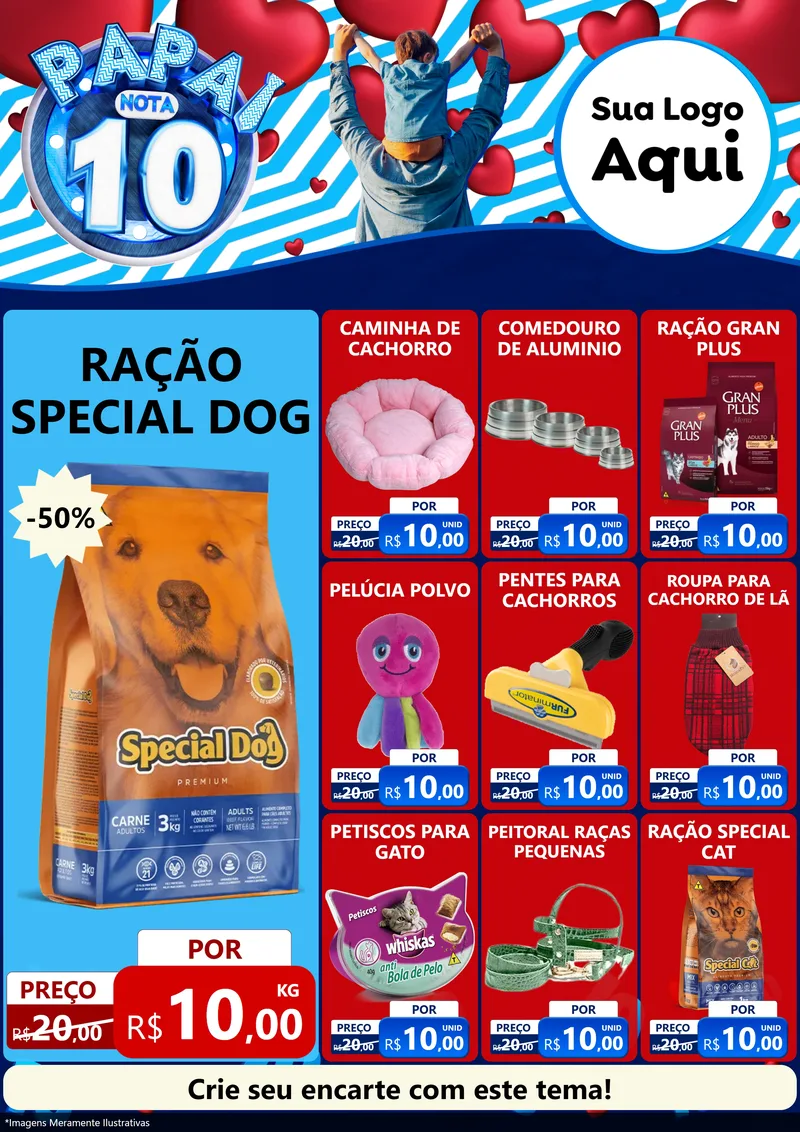 Modelo de Encarte para Encarte A4 Vertical com o tema Papai Nota 10 para Pet Shop