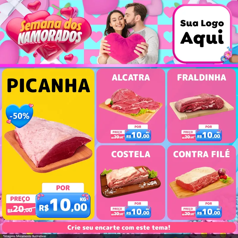 Modelo de Rede Social para Feed Facebook com o tema Semana dos Namorados para Açougue