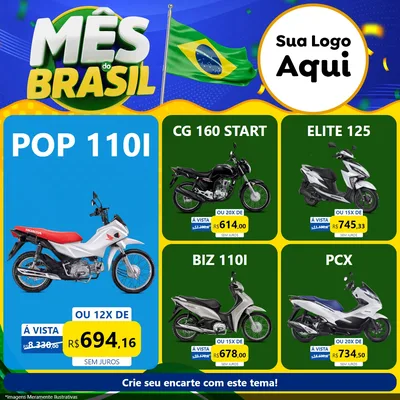 Modelo de Rede Social para Feed Facebook com o tema Mês do Brasil para Concessionaria de Motos
