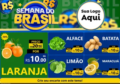 Modelo de Encarte para Encarte A4 Horizontal com o tema Semana Do Brasil para Hortifrúti