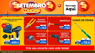Modelo de TV para TV Horizontal com o tema Operação Setembro Com Muita Economia para Maquinas e Ferramentas