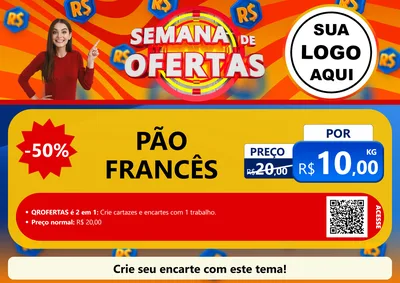 Modelo de Cartaz para Cartaz A4 Horizontal com o tema Semana de Ofertas para Padaria