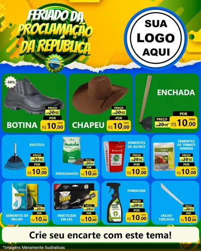 Modelo de Rede Social para Feed Instagram com o tema Feriado da Proclamação da República para Agropecuária
