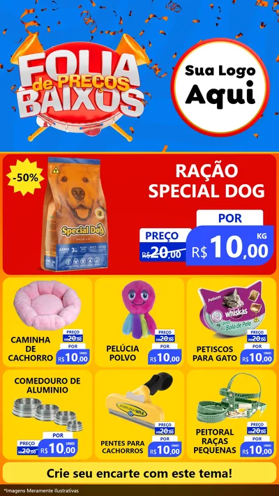 Modelo de Rede Social para Stories com o tema Folia de Preços Baixos para Pet Shop