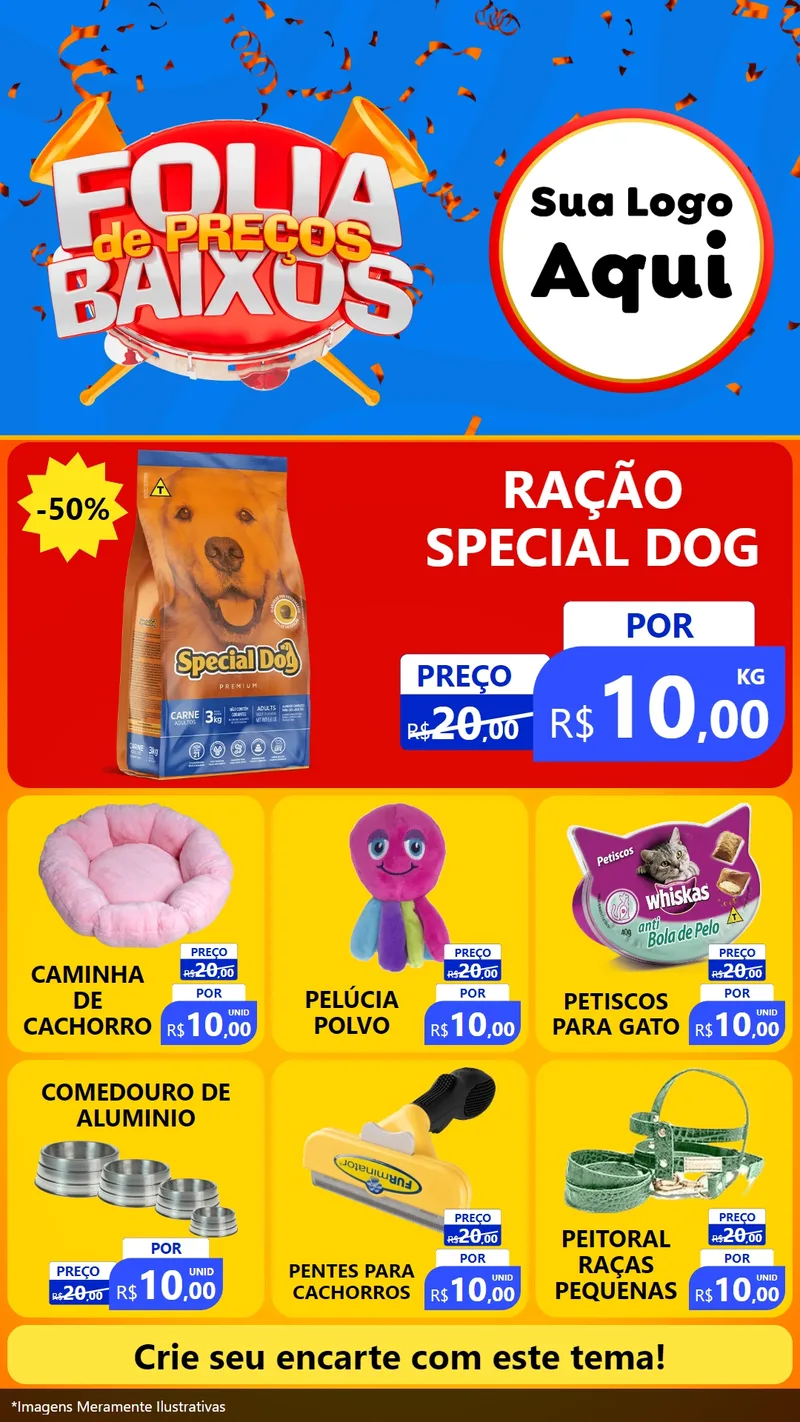 Modelo de Rede Social para Stories com o tema Folia de Preços Baixos para Pet Shop