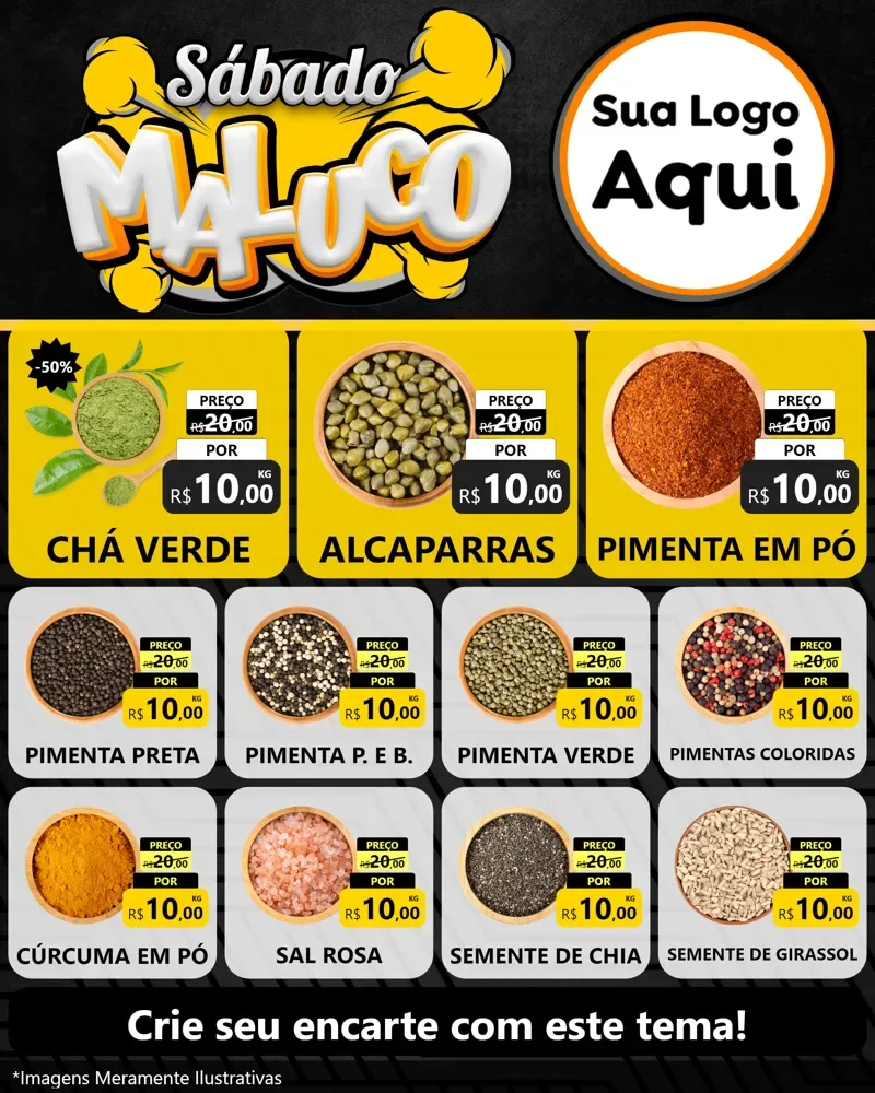 Modelo de Rede Social para Feed Instagram com o tema Sábado Maluco para Produtos Naturais