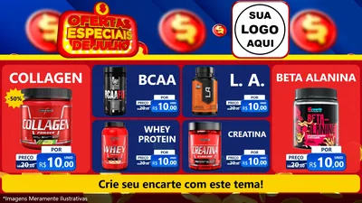 Modelo de TV para TV Horizontal com o tema Ofertas Especiais de Julho para Suplementos alimentares