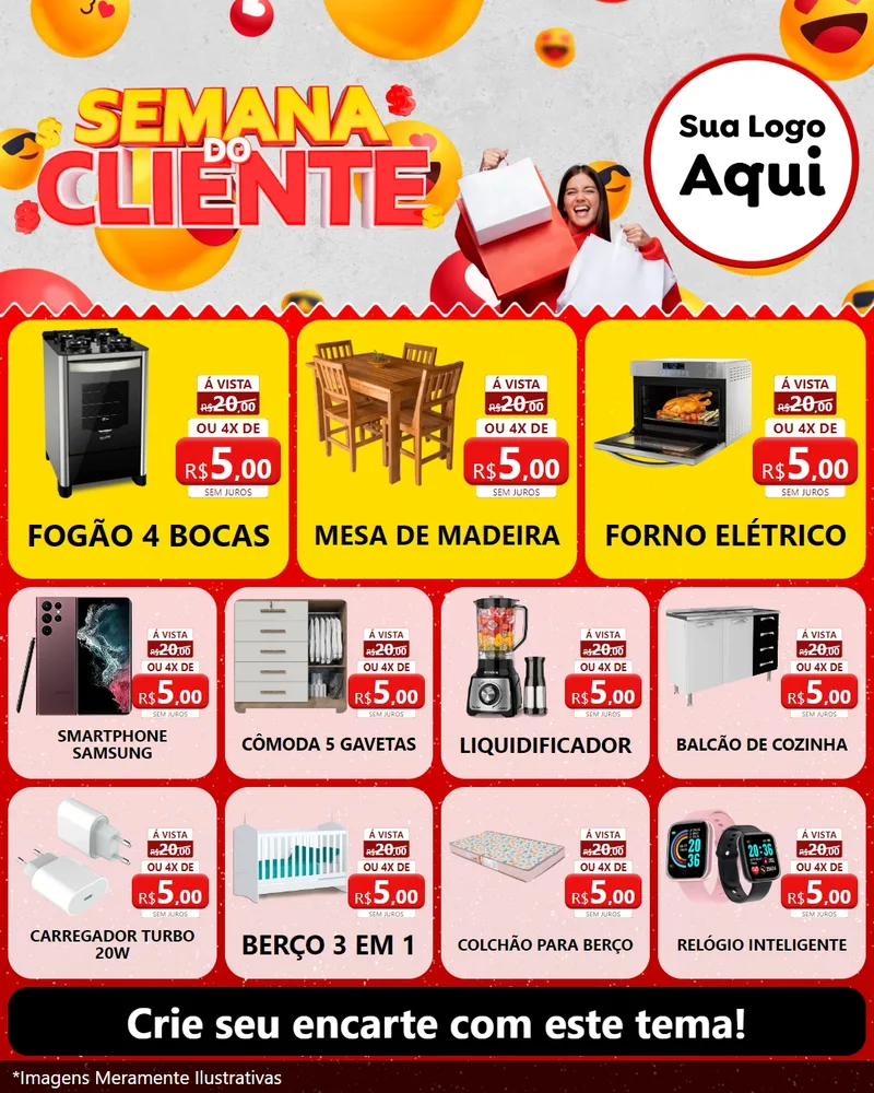 Modelo de Rede Social para Feed Instagram com o tema Semana do Cliente para Móveis e Eletro