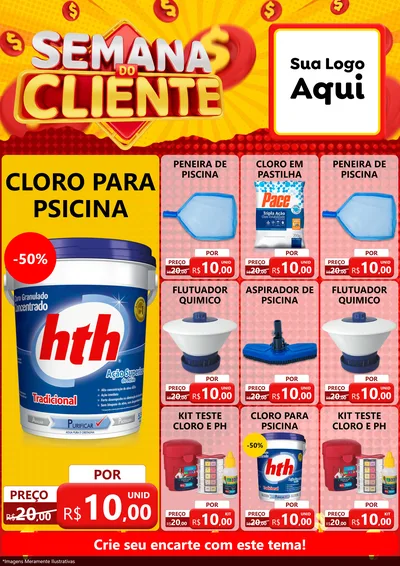 Modelo de Encarte para Encarte A4 Vertical com o tema Semana do Cliente para Produtos para Piscina