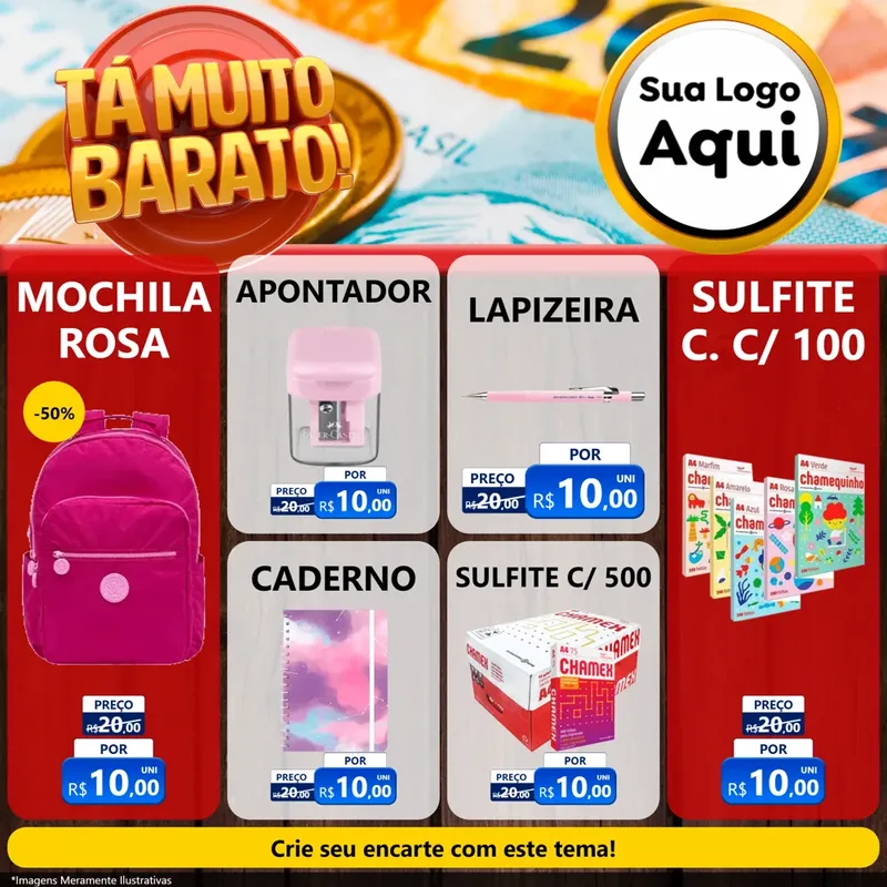 Modelo de Rede Social para Feed Facebook com o tema Está Muito Barato para Papelaria
