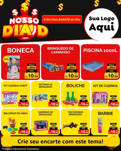 Modelo de Rede Social para Feed Instagram com o tema Nosso Dia D para Brinquedos