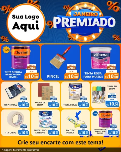 Modelo de Rede Social para Feed Instagram com o tema Janeiro Premiado para Tintas e Ferramentas