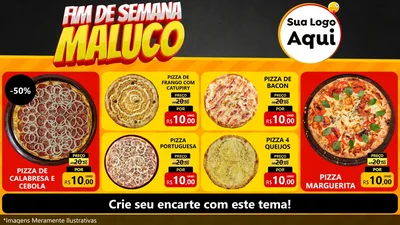 Modelo de TV para TV Horizontal com o tema Final de Semana Maluco para Pizzaria