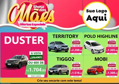 Modelo de Encarte para Encarte A4 Horizontal com o tema Show das Mães - Ofertas Especiais para Concessionaria de Carros