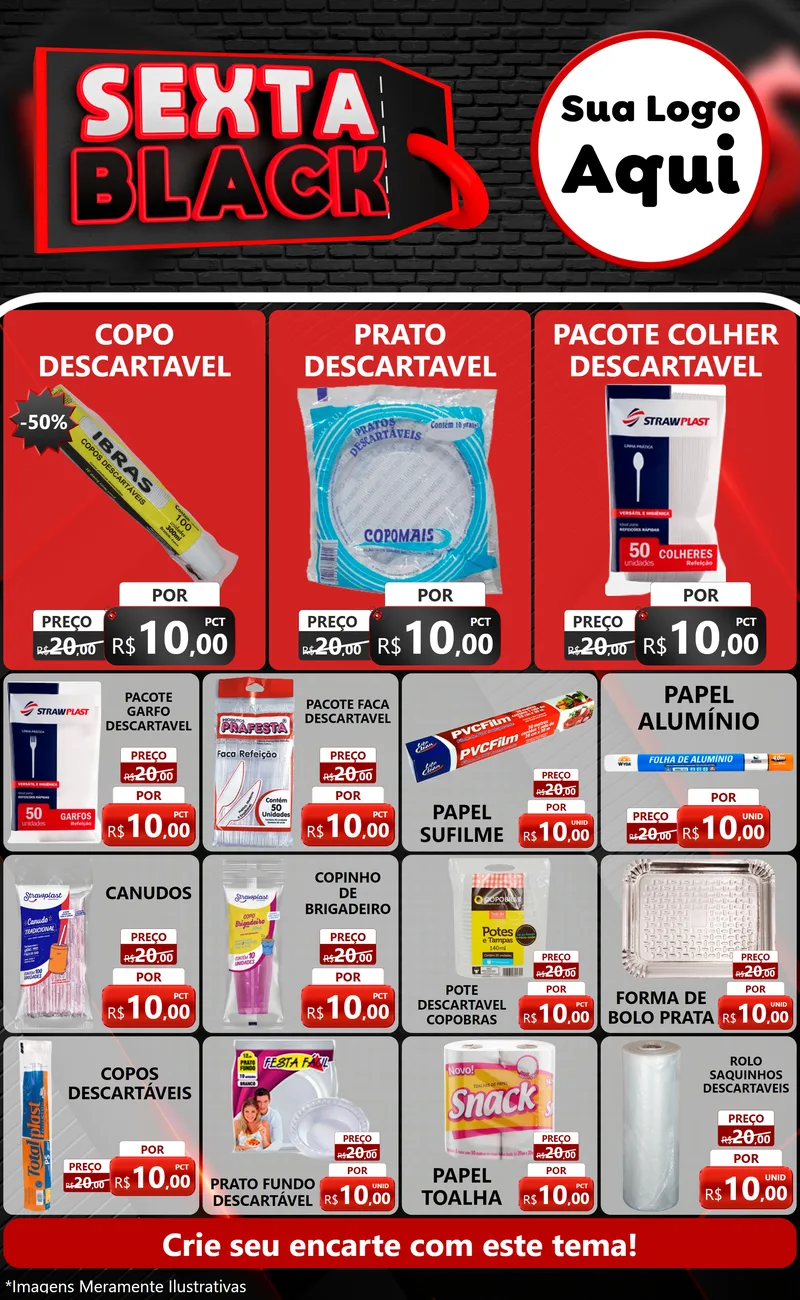 Modelo de Encarte para Encarte Grande com o tema Sexta Black para Embalagens