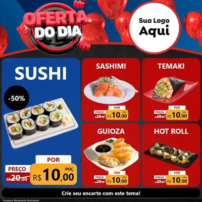 Modelo de Rede Social para Feed Facebook com o tema Oferta do Dia para Comida japonesa