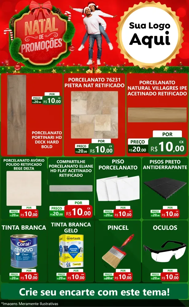 Modelo de Encarte para Encarte Grande com o tema Natal de Promoções para Pisos e revestimentos