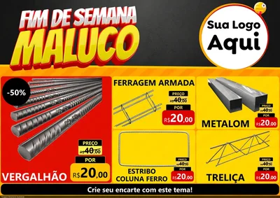 Modelo de Encarte para Encarte A4 Horizontal com o tema Final de Semana Maluco para Ferragens