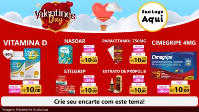 Modelo de TV para TV Horizontal com o tema Valentine's Day para Farmácia