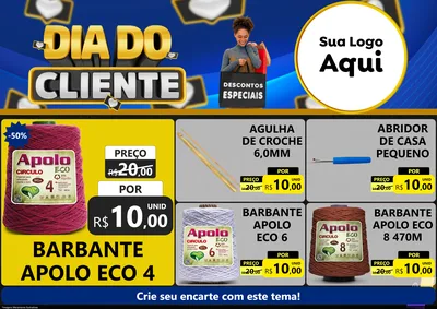 Modelo de Encarte para Encarte A4 Horizontal com o tema Dia Do Cliente para Armarinho e Aviamentos
