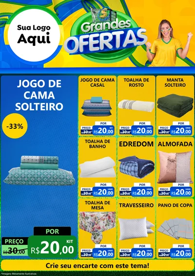 Modelo de Encarte para Encarte A4 Vertical com o tema Grandes Ofertas para Cama, Mesa e Banho