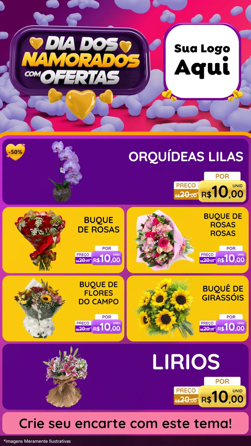 Modelo de TV para TV Vertical com o tema Dia Dos Namorados Com Ofertas para Floricultura e jardim