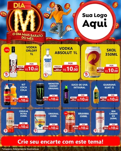 Modelo de Rede Social para Feed Instagram com o tema Dia M - O Dia Mais Barato Do Mês para Distribuidora de bebidas