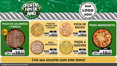 Modelo de TV para TV Horizontal com o tema Ofertas Fim de Ano para Pizzaria