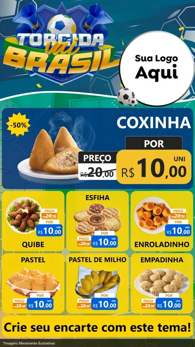 Modelo de Rede Social para Stories com o tema Torcida Vai Brasil - Copa para Salgadaria