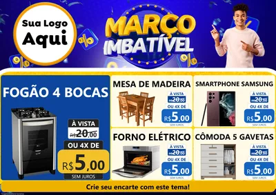 Modelo de Encarte para Encarte A4 Horizontal com o tema Março Imbatível para Móveis e Eletro