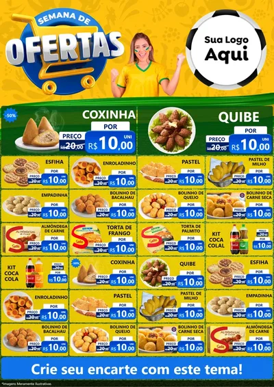 Modelo de Encarte para Encarte A4 Vertical com o tema Semana de Ofertas - Copa para Salgadaria
