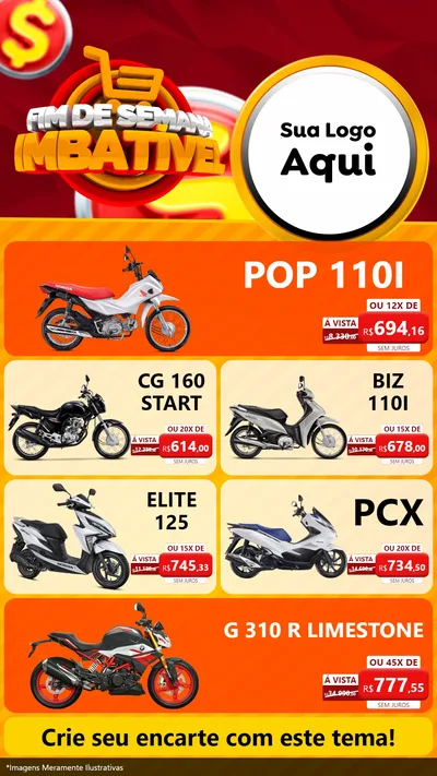 Modelo de TV para TV Vertical com o tema Fim de Semana Imbatível para Concessionaria de Motos