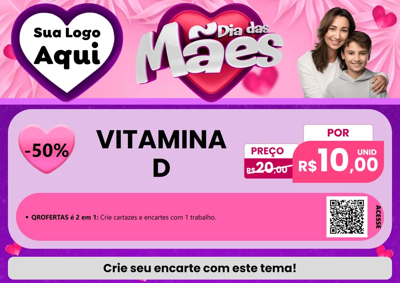 Modelo de Cartaz para Cartaz A4 Horizontal com o tema Dia das Mães para Farmácia